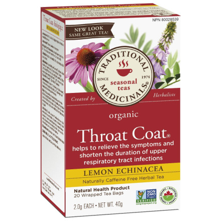 Traditional Medicinals Organic Throat Coat Lemon Echinacea Tea, 20 tea bags