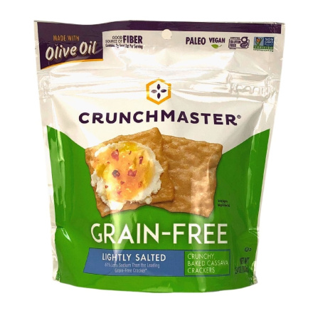 Front of Crunchmaster Grain-Free Crackers Lightly Salted, 100g