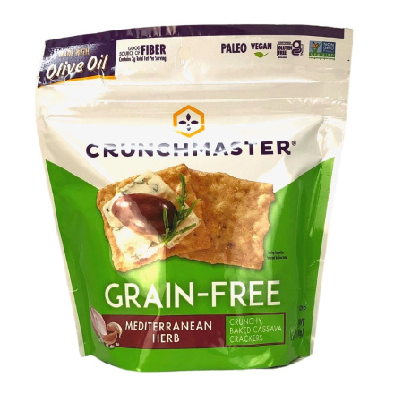 Front of Crunchmaster Grain-Free Crackers Mediterranean Herb, 100g
