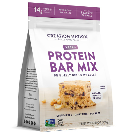Creation Nation Vegan Protein Bar Mix, PB & Jelly Get in My Belly, Makes 8 Bars