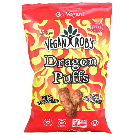 Front of Vegan Rob’s Gluten-Free Dragon Puffs, 99g