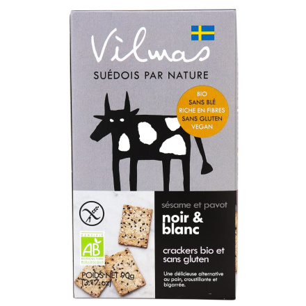 Vilmas Swedish Organic Black and White Seasame + Poppy Seed Gluten-Free Organic Crackers, 90g