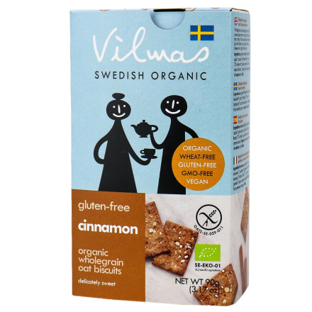 Vilmas Swedish Organic Cinnamon Gluten-Free Wholegrain Oat Biscuits, 90g