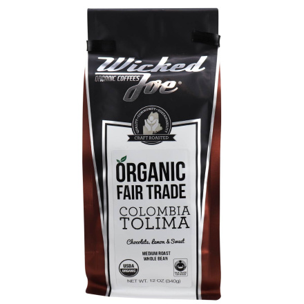 Front of Wicked Joe Organic Coffees Colombia Tolima Medium Roast, 340g