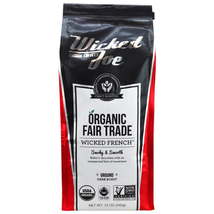 Front of Wicked Joe Organic Coffees Wicked French Ground Dark Roast, 340g