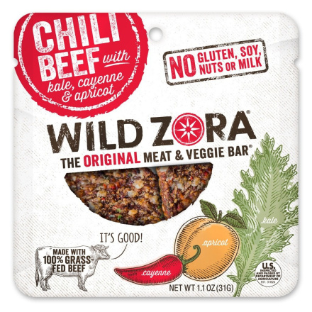 Wild Zora Chili Beef Meat & Veggie Bars, 1 Bar