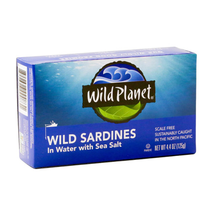 Wild Planet Non-GMO Wild Pacific Sardines in Water No Salt Added, 125g