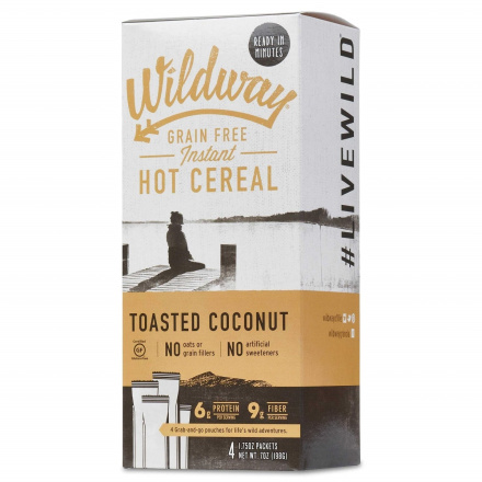 Wildway Grain-Free Instant Hot Cereal Toasted Coconut, 4 Packets