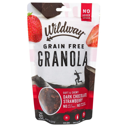 Front of Wildway Grain Free Granola Dark Chocolate Strawberry, 227g