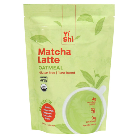 Front of Yi Shi Vitality Organic Oatmeal Matcha Latte