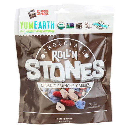 YumEarth Organic Chocolate Roll'n Stones Crunchy Candy, 5 packs