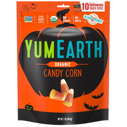 Front of YumEarth Organic Candy Corn Halloween Snack Packs, 10 Snack Packs