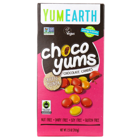 Front of YumEarth Choco Yums Crisped Quinoa 