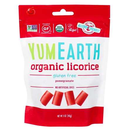 Front of YumEarth Organic Licorice Pomegranate, 142g