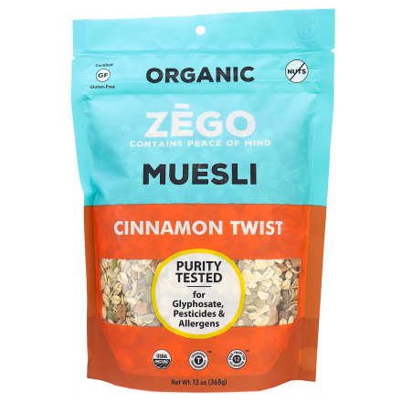 Front of Zego Organic Gluten-Free Muesli Cinnamon Twist, 368g