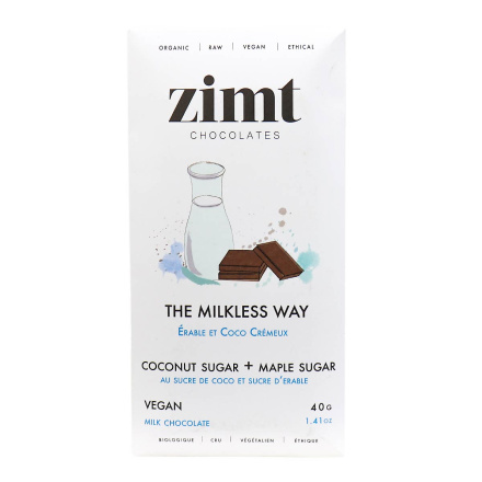 Front of Zimt Chocolates The Milkless Way Vegan Milk Chocolate, 40g