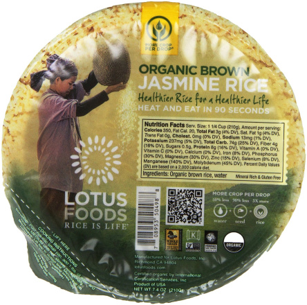 Lotus Foods Jasmine Rice Heat & Eat Bowl, 210g