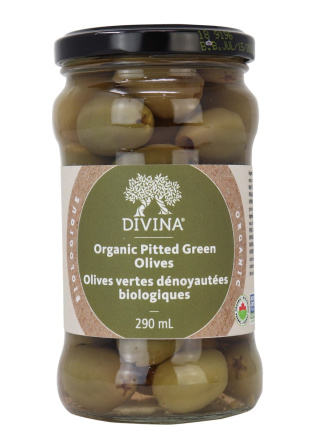 Divina Organic Green Olives Pitted, 290 g