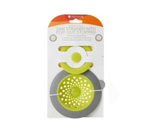 Front of Full Circle Sinksational Sink Strainer Green