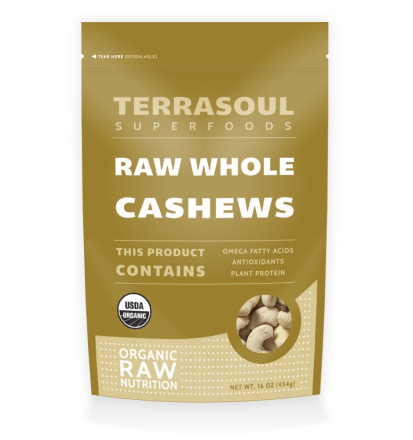 Terrasoul Superfoods Organic Raw Whole Cashews, 454g