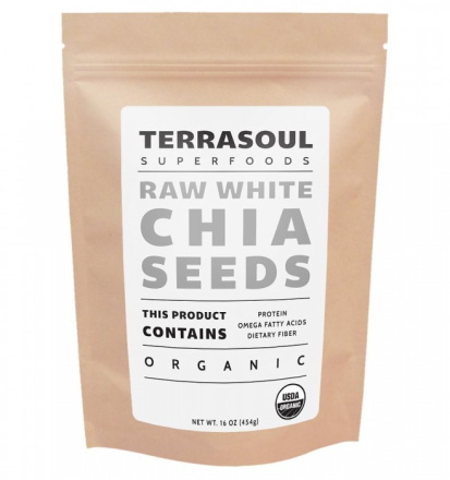 Terrasoul Superfoods Organic Raw White Chia Seeds, 454g