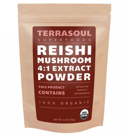 Terrasoul Superfoods Organic Reishi Mushroom 4:1 Extract Powder, 156g