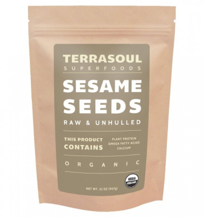 Terrasoul Superfoods Organic Raw Unhulled Sesame Seeds, 907g