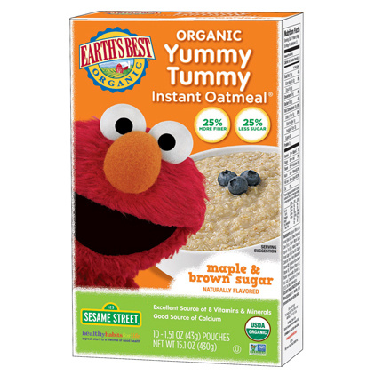 Earth's Best Organic Sesame Street Yummy Tummy Maple & Brown Sugar Instant Oatmeal, 430g
