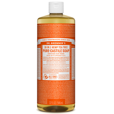 Front of Dr. Bronner's Pure Castile Soap Tea Tree, 946 mL