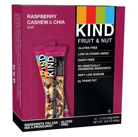 Kind Raspberry Cashew & Chia Bar, 12 Bars