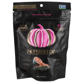 Front of Superseedz Gourmet Pumpkin Seeds Pink Himalayan Salt, 113g